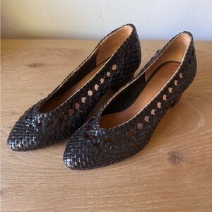 Sezane Anya High Heels Black Woven Women's Shoes Size 37